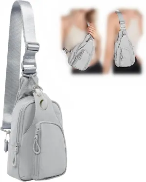 FREE ROCK Small Crossbody Bag Mini Nylon Sling Bag Cross Body Bag Chest Bag For Outdoors Hiking Traveling For Women Men (Grey)