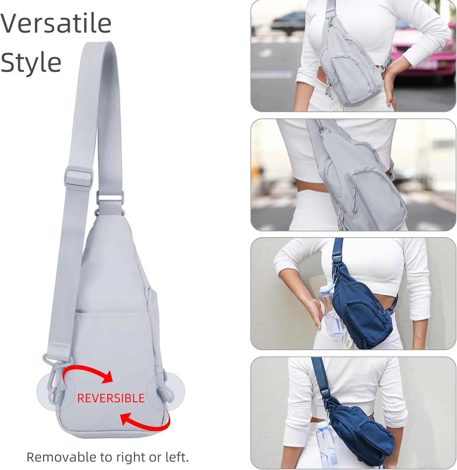 FREE ROCK Small Crossbody Bag Mini Nylon Sling Bag Cross Body Bag Chest Bag For Outdoors Hiking Traveling For Women Men (Grey)