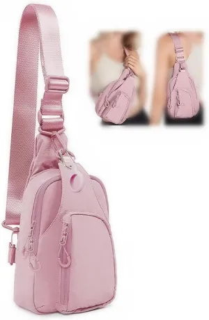 FREE ROCK Small Crossbody Bag Mini Nylon Sling Bag Cross Body Bag Chest Bag For Outdoors Hiking Traveling For Women Men (Pink)
