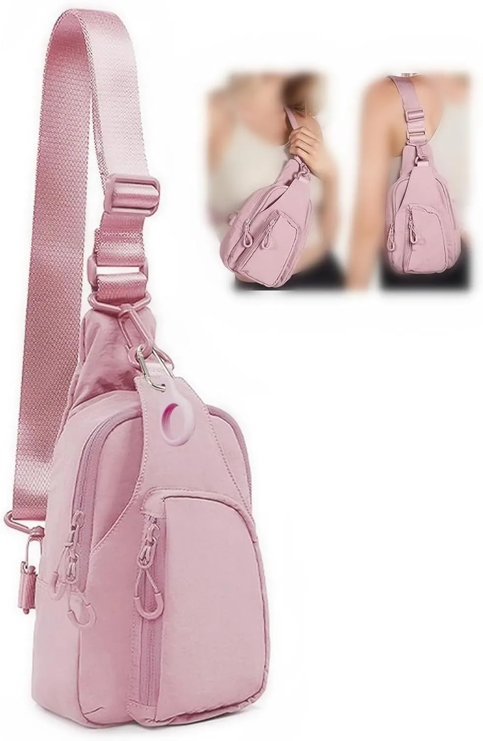 FREE ROCK Small Crossbody Bag Mini Nylon Sling Bag Cross Body Bag Chest Bag For Outdoors Hiking Traveling For Women Men (Pink)
