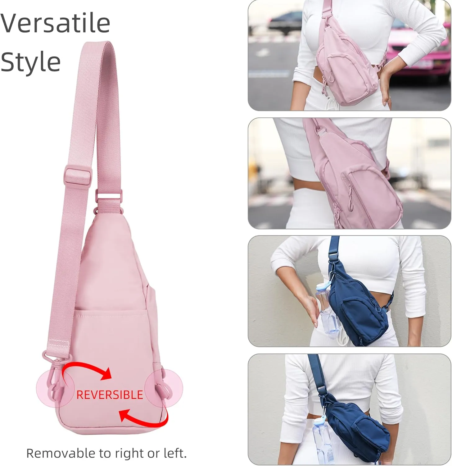 FREE ROCK Small Crossbody Bag Mini Nylon Sling Bag Cross Body Bag Chest Bag For Outdoors Hiking Traveling For Women Men (Pink)
