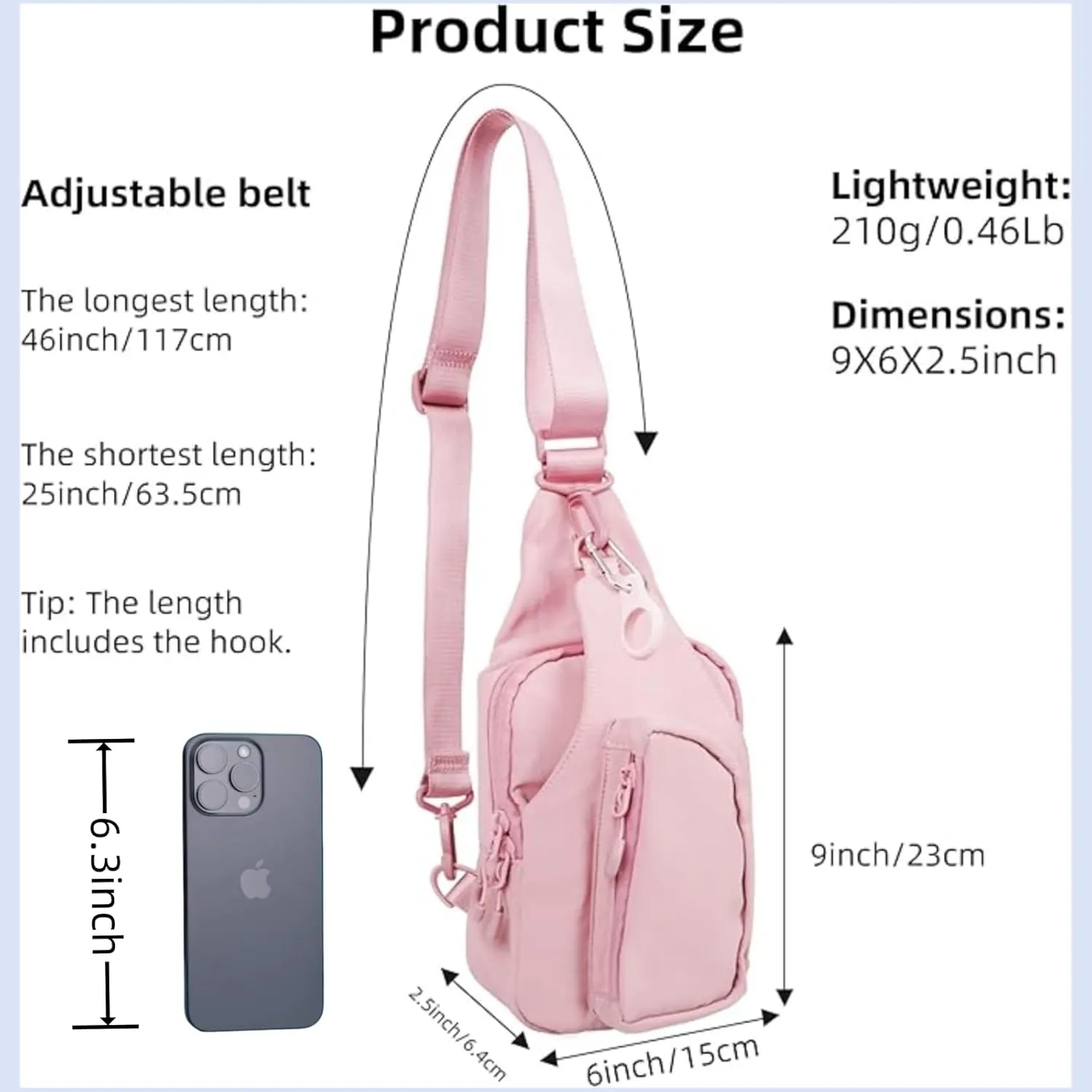 FREE ROCK Small Crossbody Bag Mini Nylon Sling Bag Cross Body Bag Chest Bag For Outdoors Hiking Traveling For Women Men (Pink)