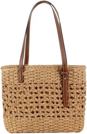 French foreign large capacity bag beach vacation solid color versatile tote bag shoulder bag