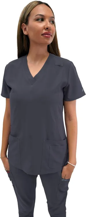 FUBU Women's 5 Pocket V-Neck Scrub Top Medical Nursing Uniform