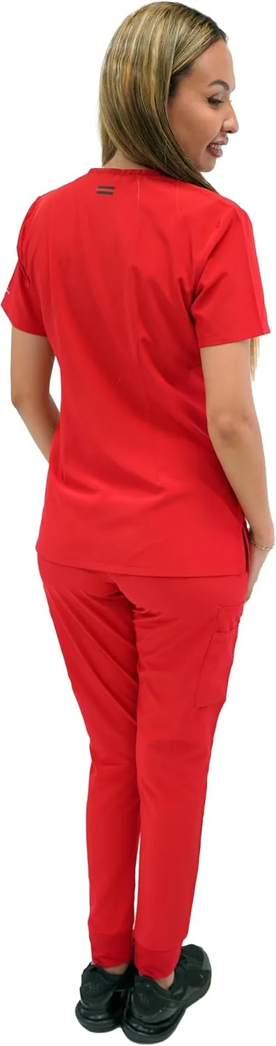 FUBU Women's Slim Fit High Waisted Jogger Yoga Scrub Pant Medical Nursing Uniform