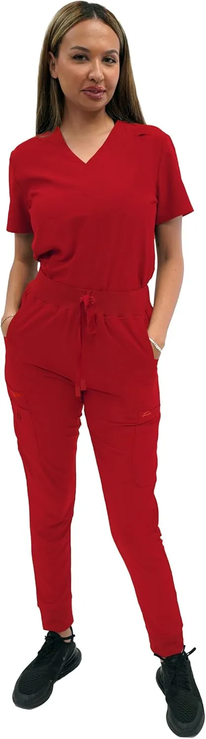 FUBU Women's Slim Fit High Waisted Jogger Yoga Scrub Pant Medical Nursing Uniform