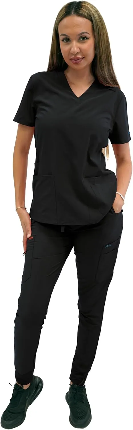 FUBU Women's Slim Fit High Waisted Jogger Yoga Scrub Pant Medical Nursing Uniform