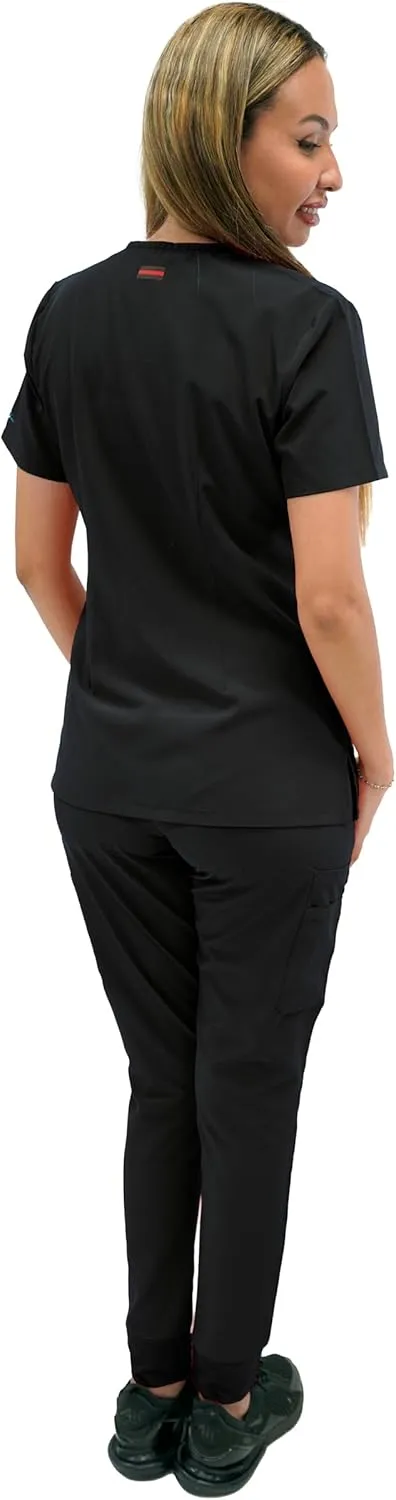 FUBU Women's Slim Fit High Waisted Jogger Yoga Scrub Pant Medical Nursing Uniform
