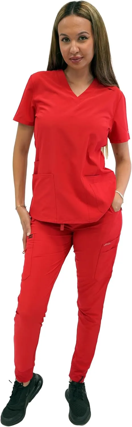 FUBU Women's Slim Fit High Waisted Jogger Yoga Scrub Pant Medical Nursing Uniform