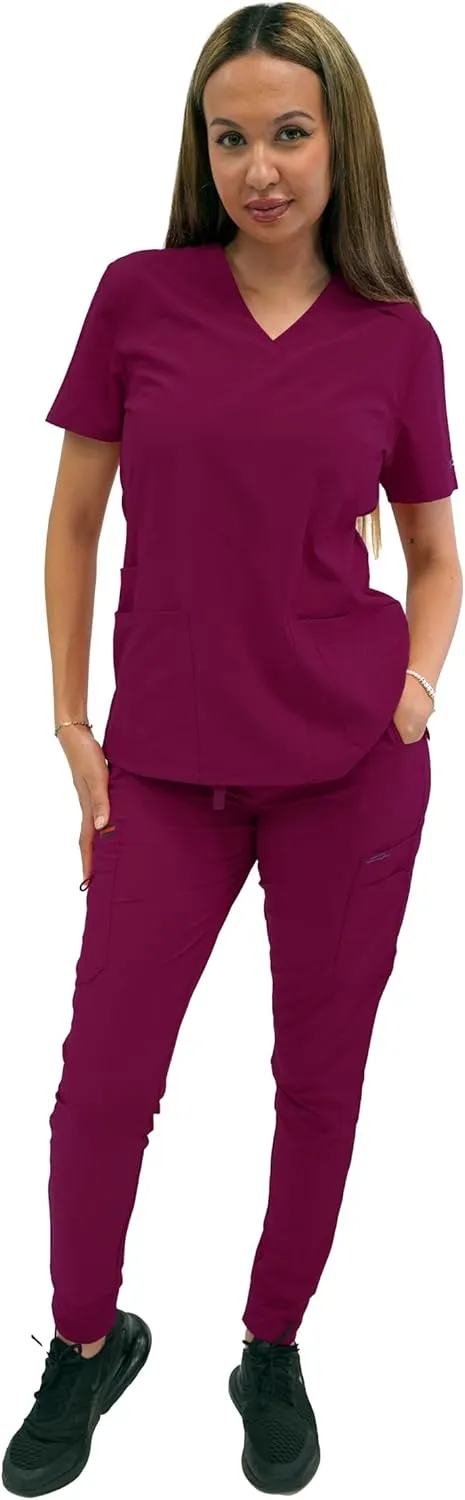 FUBU Women's Slim Fit High Waisted Jogger Yoga Scrub Pant Medical Nursing Uniform