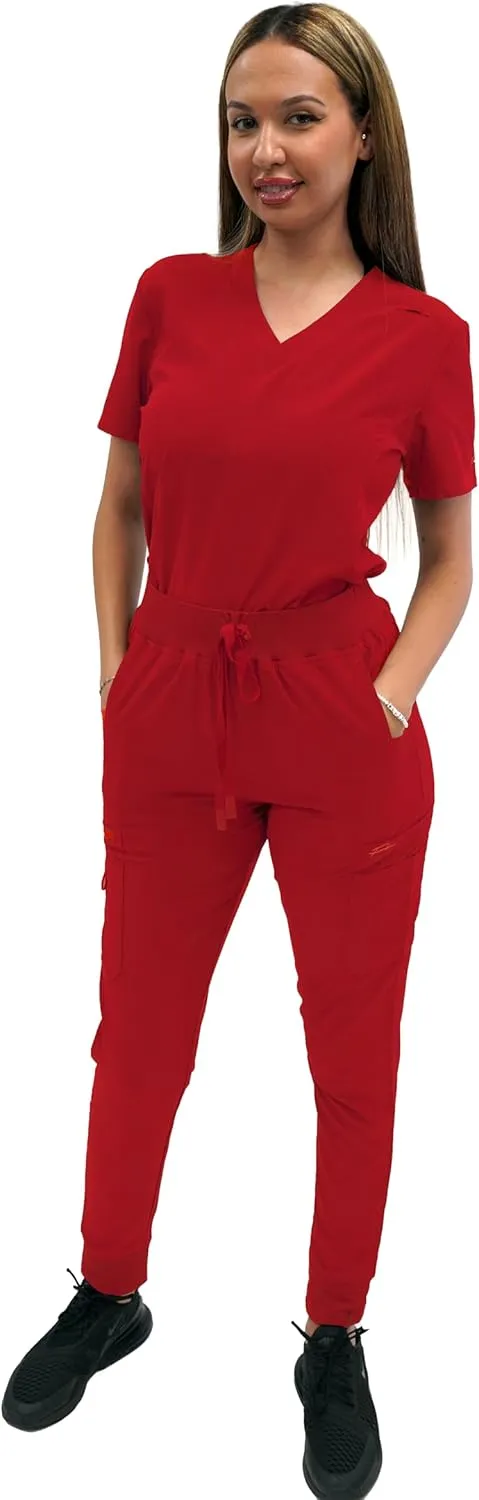 FUBU Women's Slim Fit High Waisted Jogger Yoga Scrub Pant Medical Nursing Uniform
