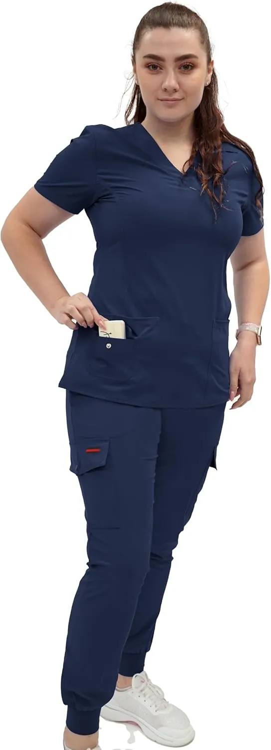 FUBU Women's V-Neck Scrub Top Medical Nursing Uniform