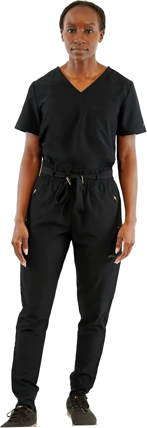 FUBU Women's V-Neck Tuck in Scrub Top Medical Nursing Uniform