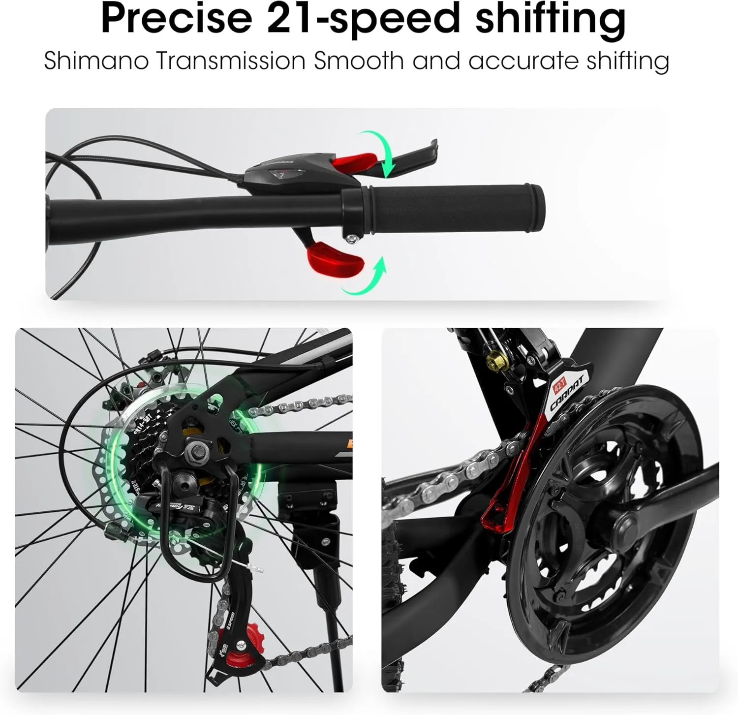 Full Dual Suspension Mountain Bike 24/26/27.5 Inch, Mountain Bike for Mens Womens, Student Work with 21-Speed Disc Trail Commuter City Snow Bicycles