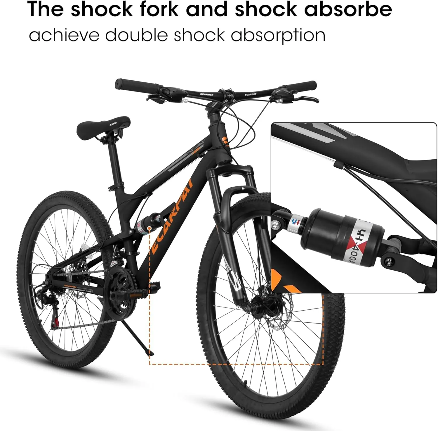 Full Dual Suspension Mountain Bike 24/26/27.5 Inch, Mountain Bike for Mens Womens, Student Work with 21-Speed Disc Trail Commuter City Snow Bicycles