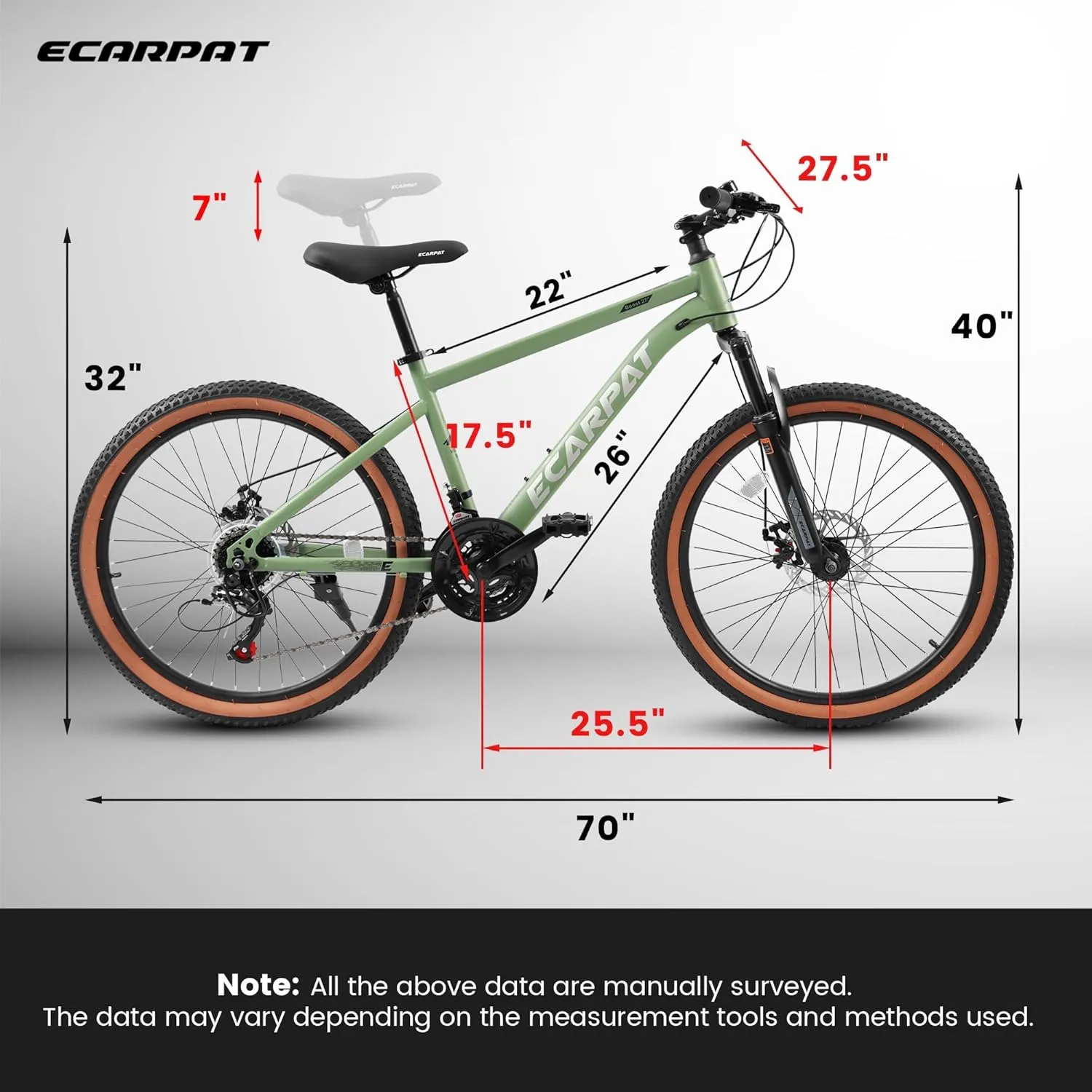 Full Dual Suspension Mountain Bike 24/26/27.5 Inch, Mountain Bike for Mens Womens, Student Work with 21-Speed Disc Trail Commuter City Snow Bicycles