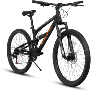 Full Dual Suspension Mountain Bike 24/26/27.5 Inch, Mountain Bike for Mens Womens, Student Work with 21-Speed Disc Trail Commuter City Snow Bicycles