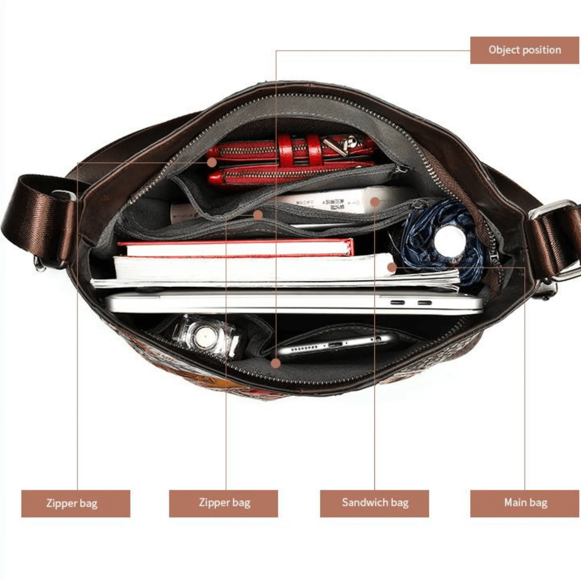 Full Grain Genuine Leather Bag with Side Backpack Straps Multicoloured