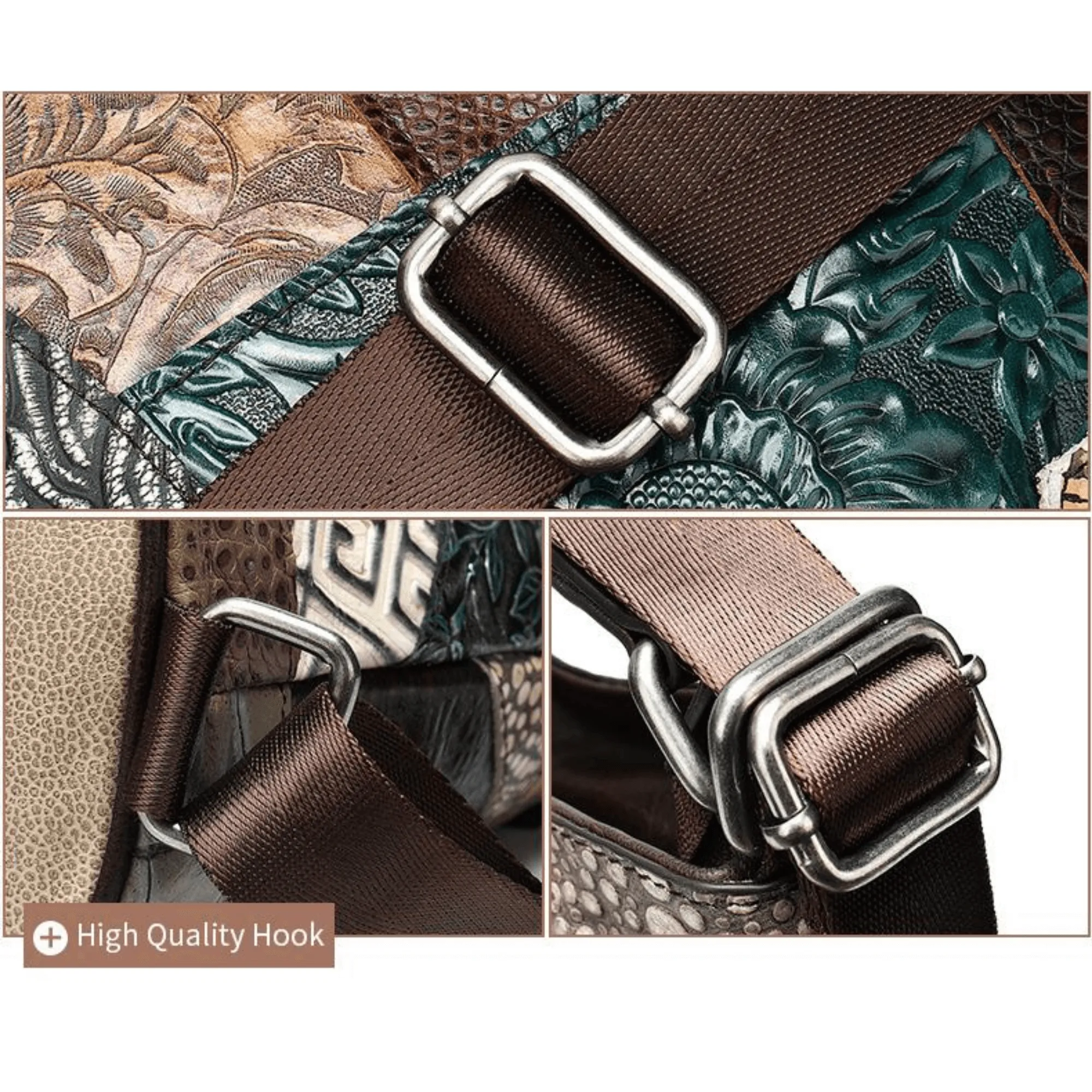 Full Grain Genuine Leather Bag with Side Backpack Straps Multicoloured