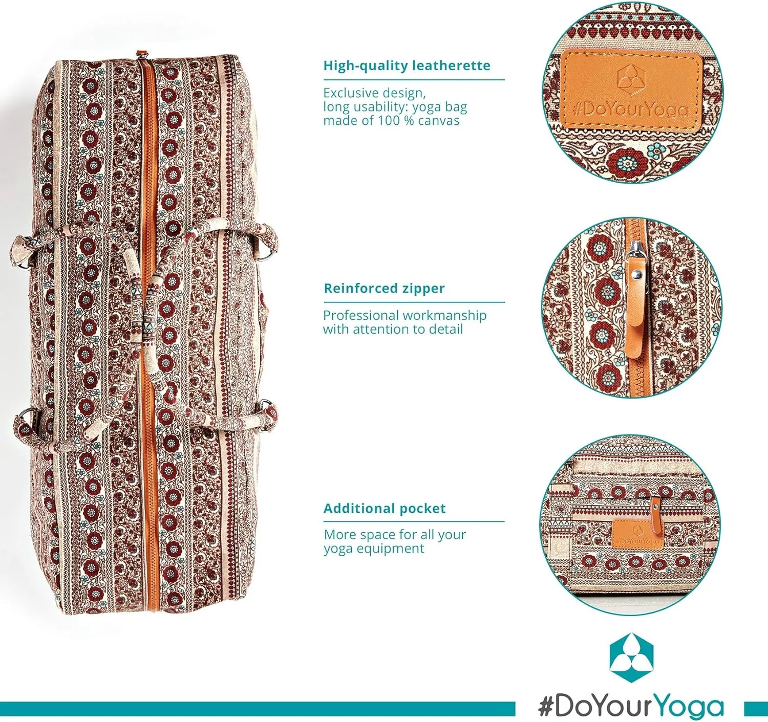 Full-Zip Extra Large Yoga Mat Tote Bag with Multi-Functional Storage Pockets for Sports Gym Pilates »Ghanpati«
