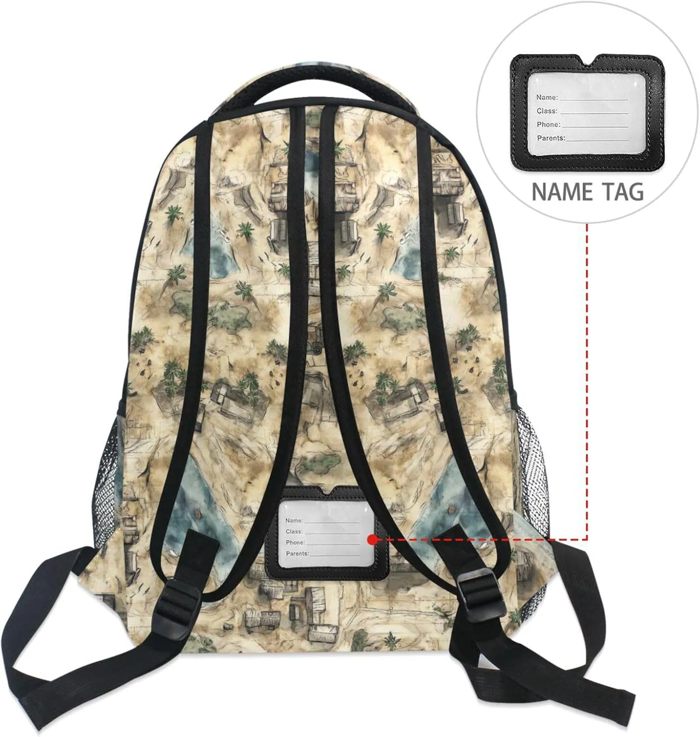 Fun Backpack for Teens Boys Girls Waterproof Vintage Daypacks with Chest Strap for Travel Trip Game Map