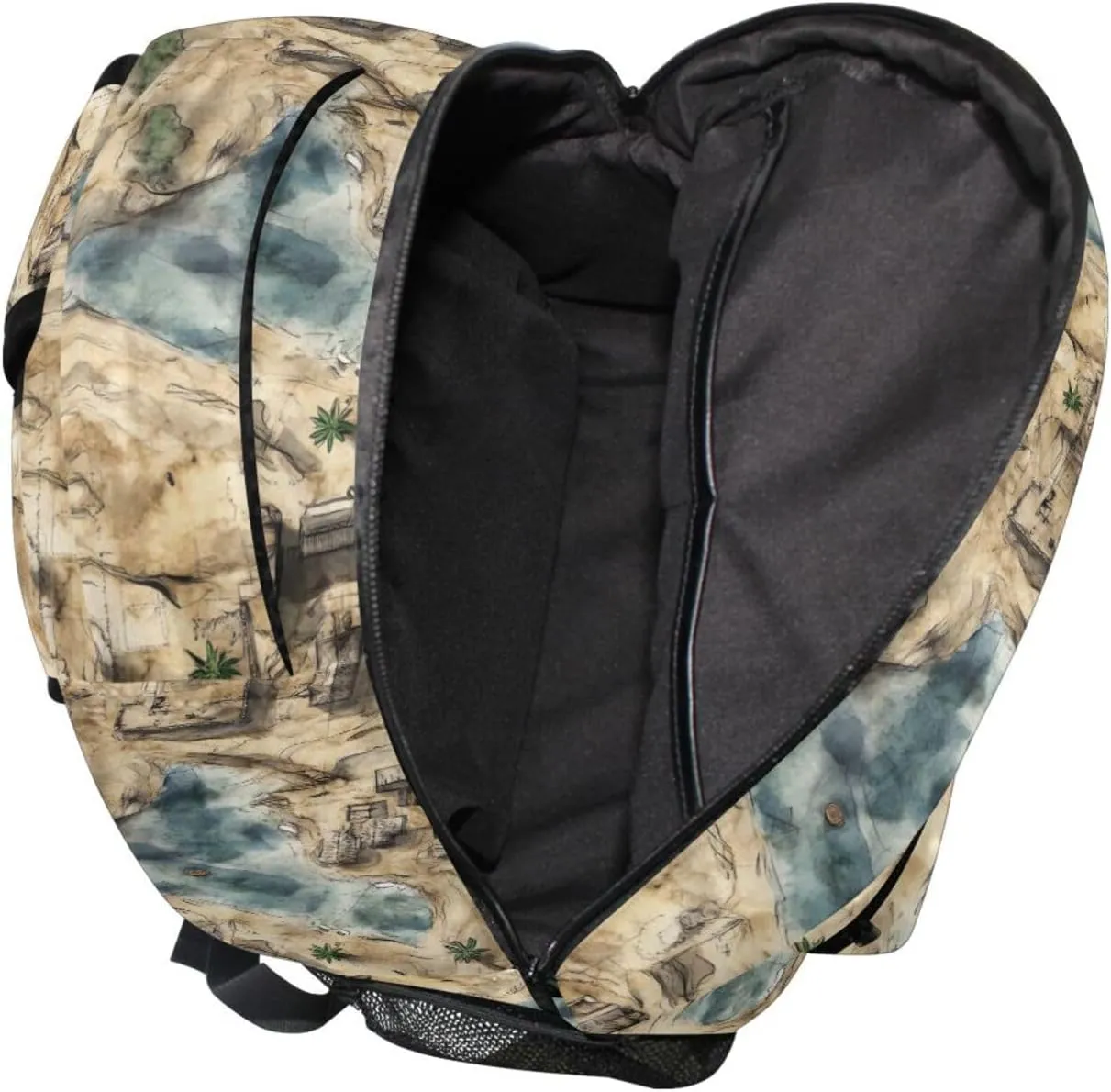 Fun Backpack for Teens Boys Girls Waterproof Vintage Daypacks with Chest Strap for Travel Trip Game Map