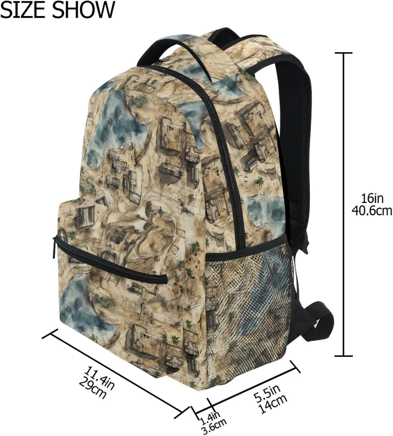 Fun Backpack for Teens Boys Girls Waterproof Vintage Daypacks with Chest Strap for Travel Trip Game Map