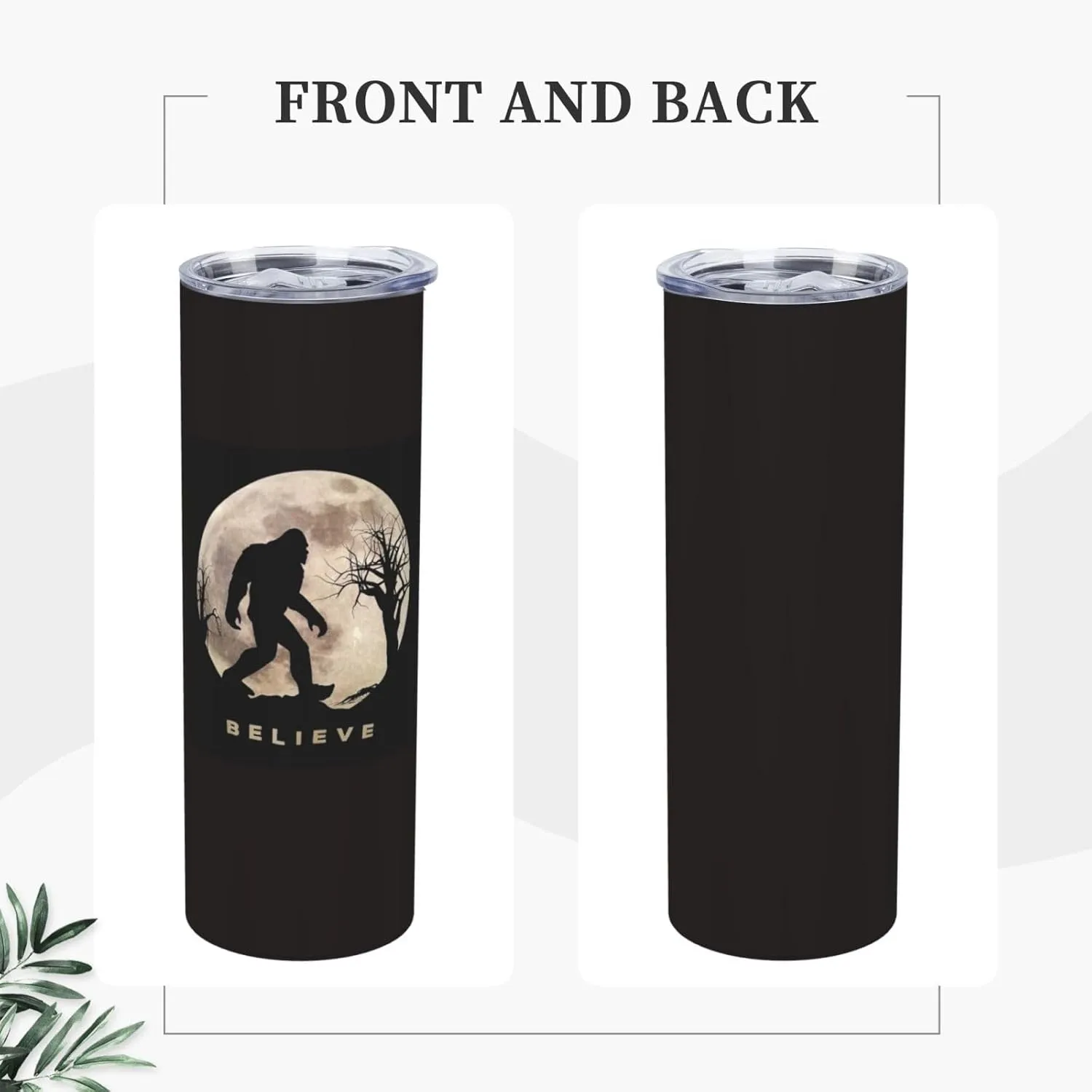 Funny Bigfoot Sasquatch Full Moon 20 oz Tumbler Stainless Steel Vacuum Insulation Travel Mug Proof Lid Water Coffee Cup Included for Home Office School - Works Great for Ice Drink Hot Beverage