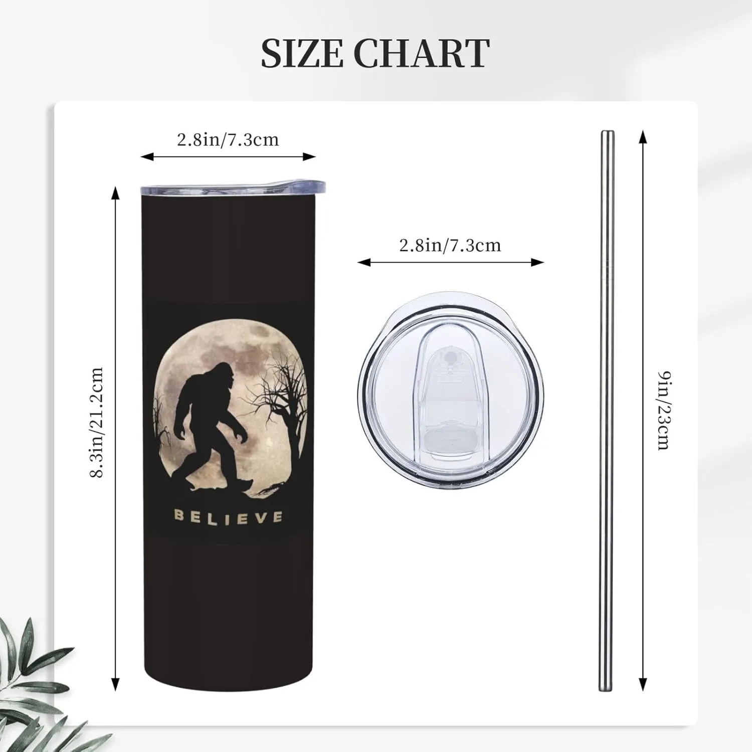 Funny Bigfoot Sasquatch Full Moon 20 oz Tumbler Stainless Steel Vacuum Insulation Travel Mug Proof Lid Water Coffee Cup Included for Home Office School - Works Great for Ice Drink Hot Beverage