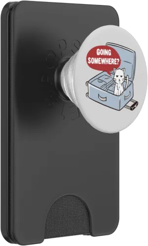 Funny Cat In A Travel Bag Going Somewhere Traveler Kitten PopSockets PopWallet for MagSafe