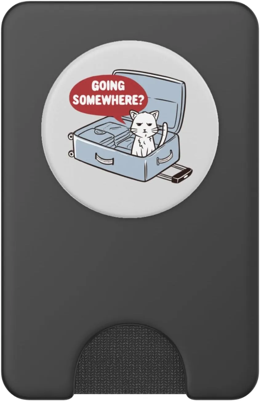 Funny Cat In A Travel Bag Going Somewhere Traveler Kitten PopSockets PopWallet for MagSafe