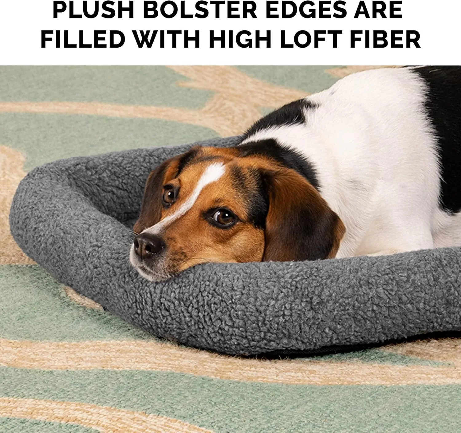 Furhaven Dog Bed for Large/Medium Dogs, 100% Washable, Sized to Fit Crates - Sherpa Fleece Bolster Crate Pad - Gray, Large