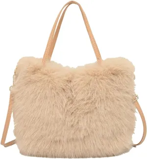 Furry Purse for Women Large Soft Shoulder Crossbody Bag Fluffy Faux Fur Trendy Y2K Handbag Ladies Winter Totes