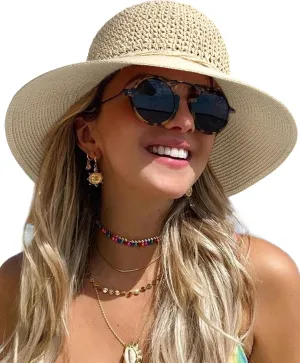 FURTALK Beach Hats for Women Summer Straw Sun Hat Wide Brim Crochet Hats