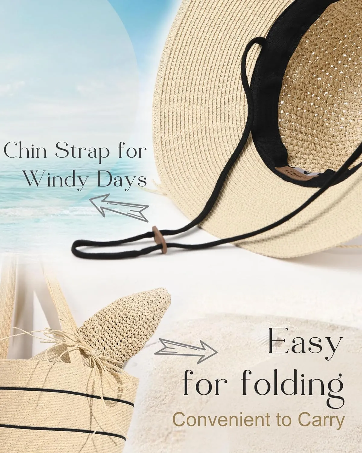 FURTALK Beach Hats for Women Summer Straw Sun Hat Wide Brim Crochet Hats