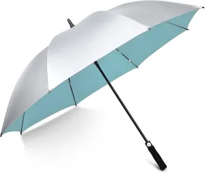 G4Free 54/62 Inch Windproof UV Protection Golf Umbrella Extra Large Silver Coated Automatic Open Stick Long Umbrella