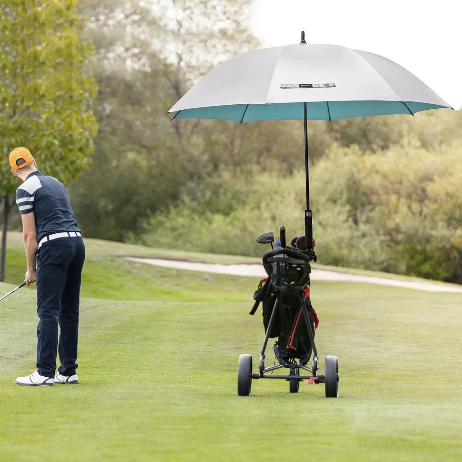 G4Free 54/62 Inch Windproof UV Protection Golf Umbrella Extra Large Silver Coated Automatic Open Stick Long Umbrella
