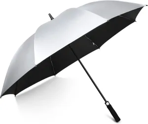 G4Free 54/62 Inch Windproof UV Protection Golf Umbrella Extra Large Silver Coated Automatic Open Stick Long Umbrella
