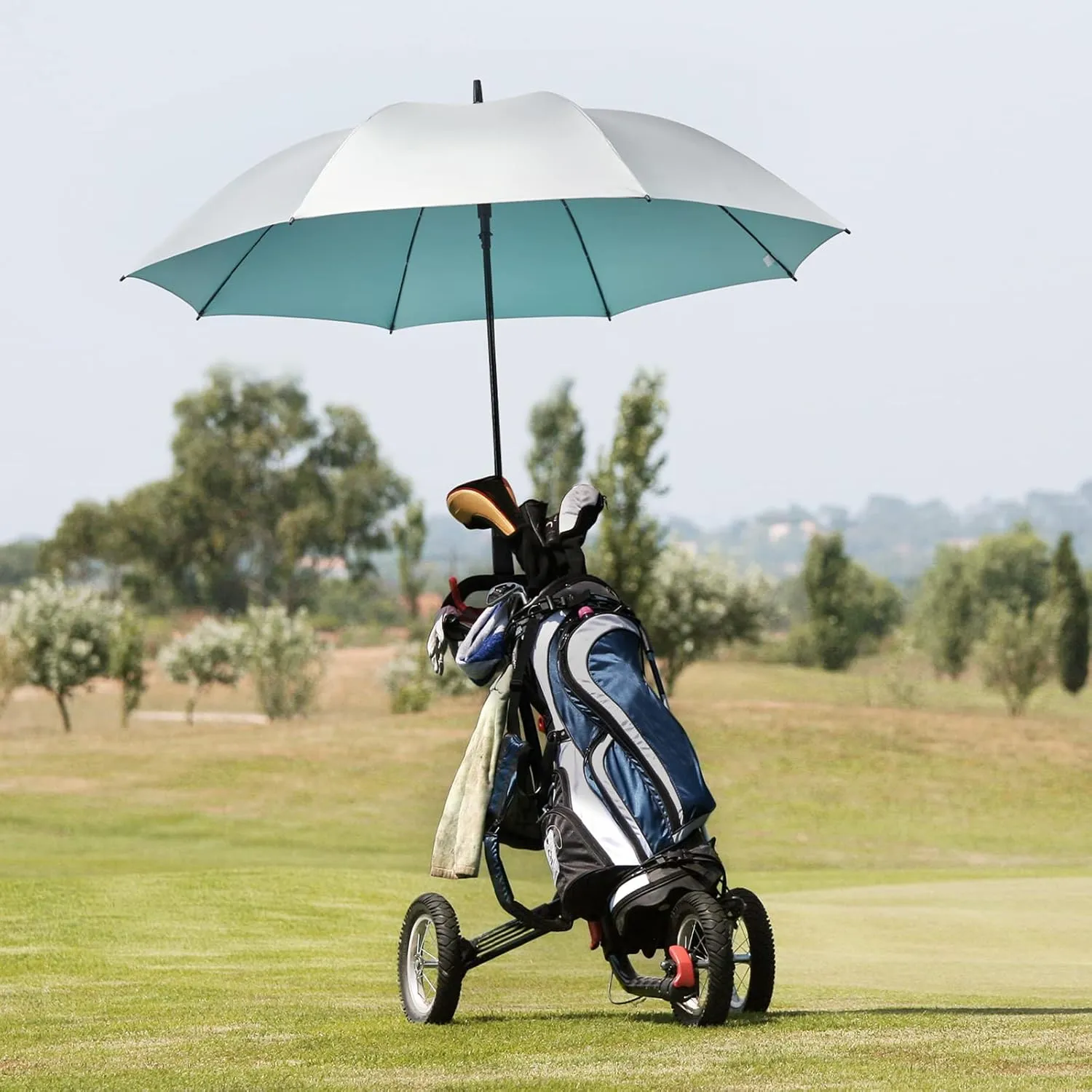 G4Free 54/62 Inch Windproof UV Protection Golf Umbrella Extra Large Silver Coated Automatic Open Stick Long Umbrella