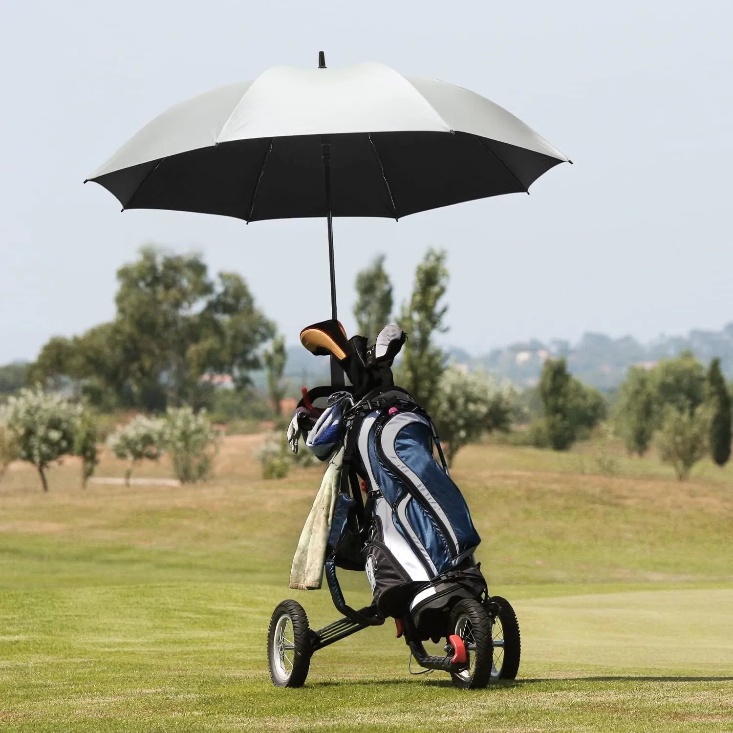 G4Free 54/62 Inch Windproof UV Protection Golf Umbrella Extra Large Silver Coated Automatic Open Stick Long Umbrella