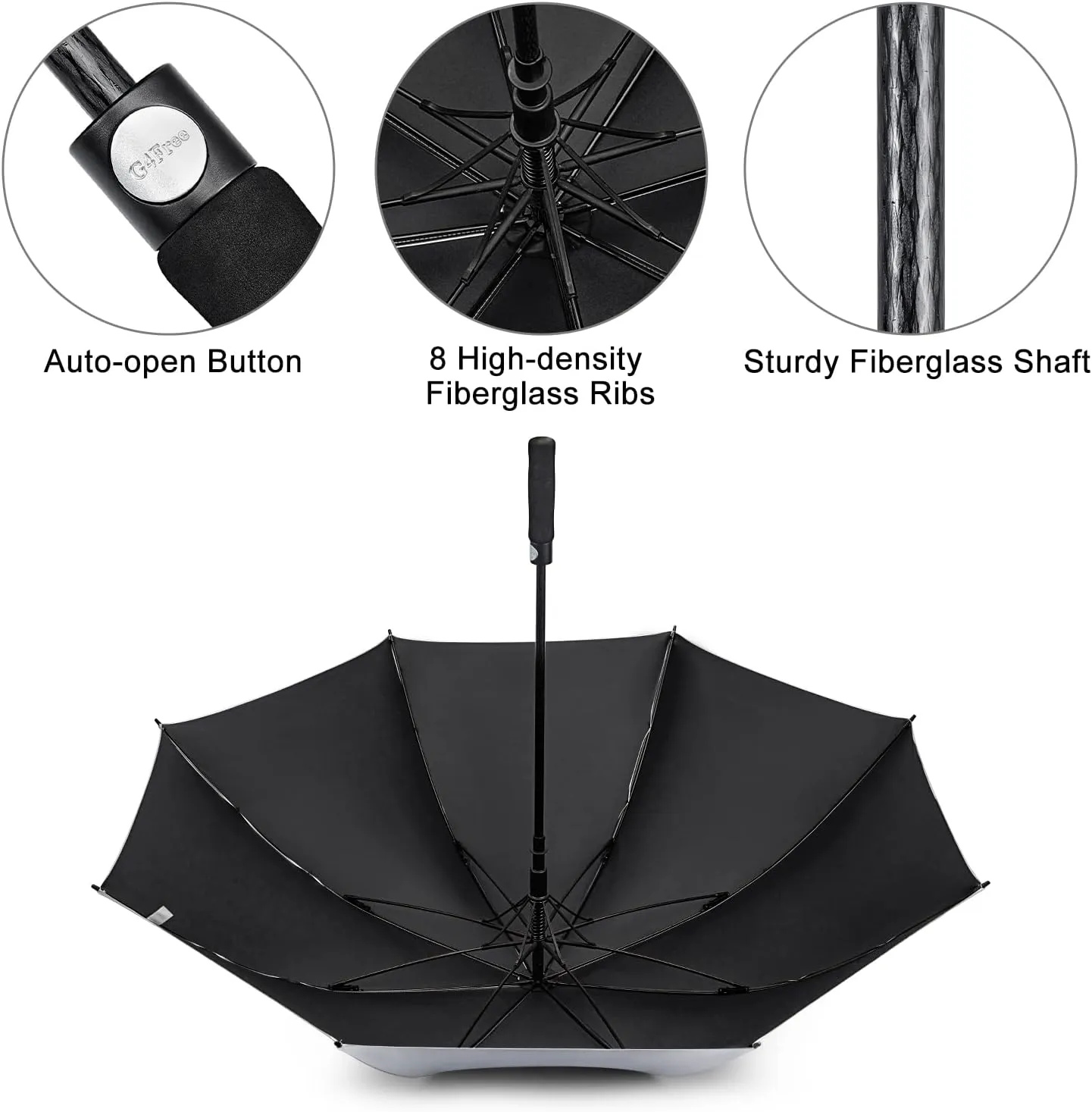 G4Free 54/62 Inch Windproof UV Protection Golf Umbrella Extra Large Silver Coated Automatic Open Stick Long Umbrella