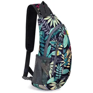 G4Free Sling Bags Men and Women Shoulder Backpack Small Cross Body Chest Sling Backpack (Blue Leaf) U1