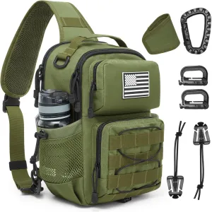 G4Free Tactical Backpack Military Sling Shoulder Bag Molle Pack for Every Day Carry-Green