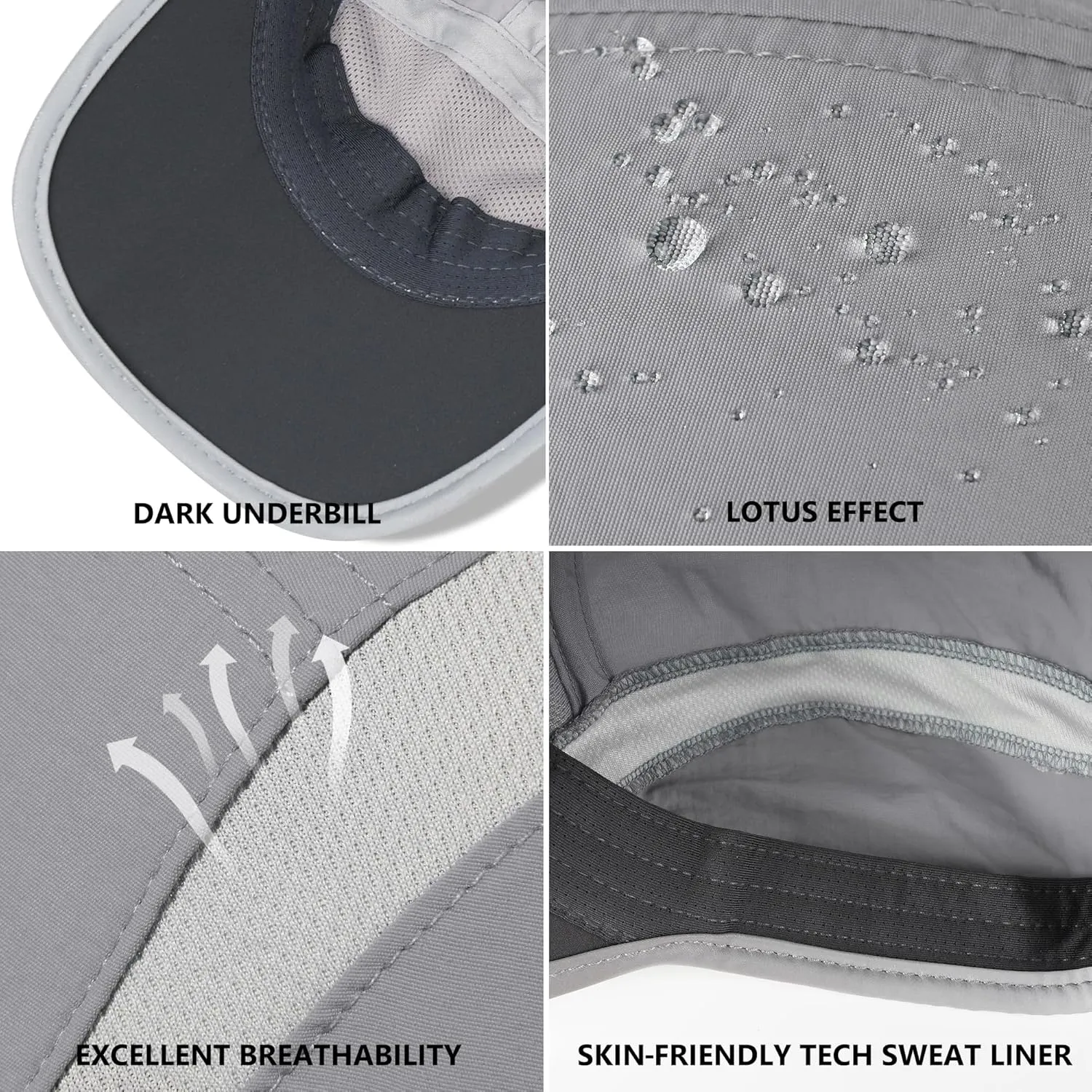 GADIEMKENSD 2 Pack Reflective Foldable Sports Hat UPF 50  Sun Protection Outdoor Run Hats for Men and Women