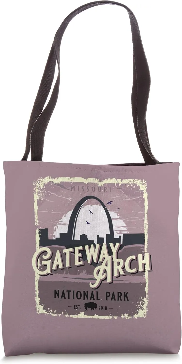 Gateway Arch National Park Vintage Travel Poster Style Tote Bag