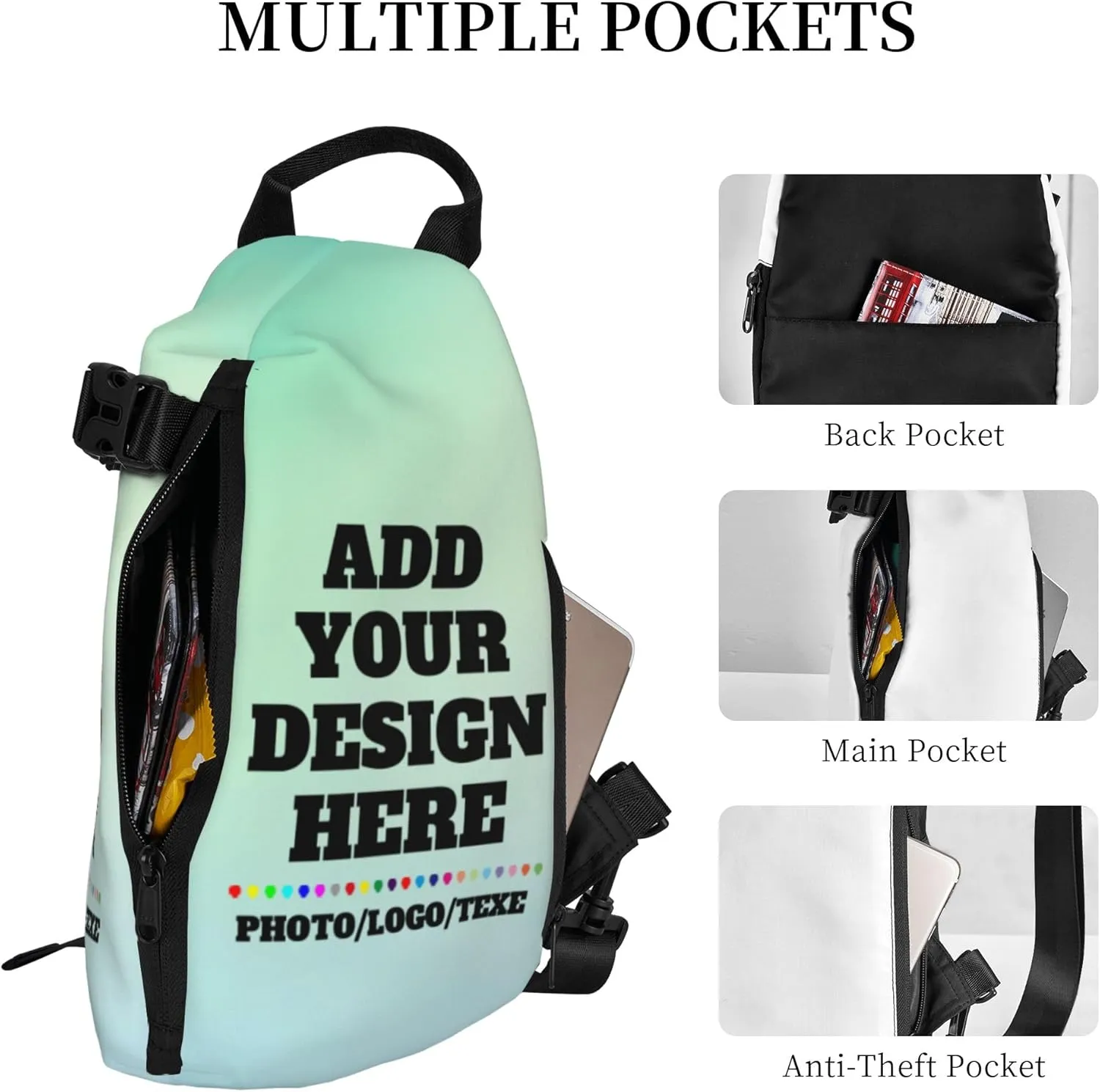 Generic Custom Sling Bag Personalized Shoulder Daypacks Crossbody Bags Leisure Sports Outdoor