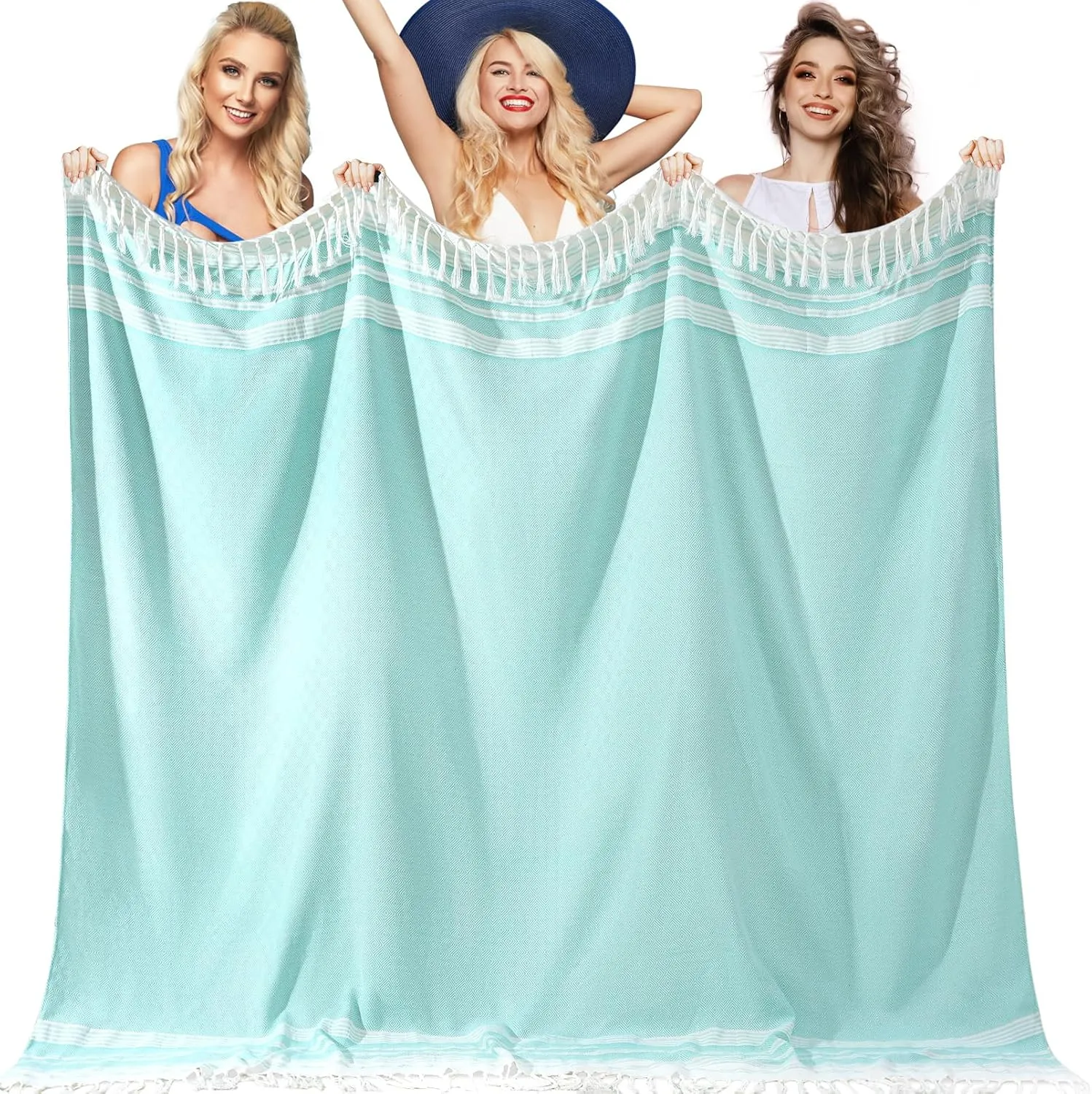 Genovega Oversized Giant Turkish Beach Towel Blanket Extra Large XXL Lightweight Quick Dry Sand Free Boho Throw Pool Cloud Sandrpoof Blankets Women Men Big Jumbo Wide 2 Person Size Teal