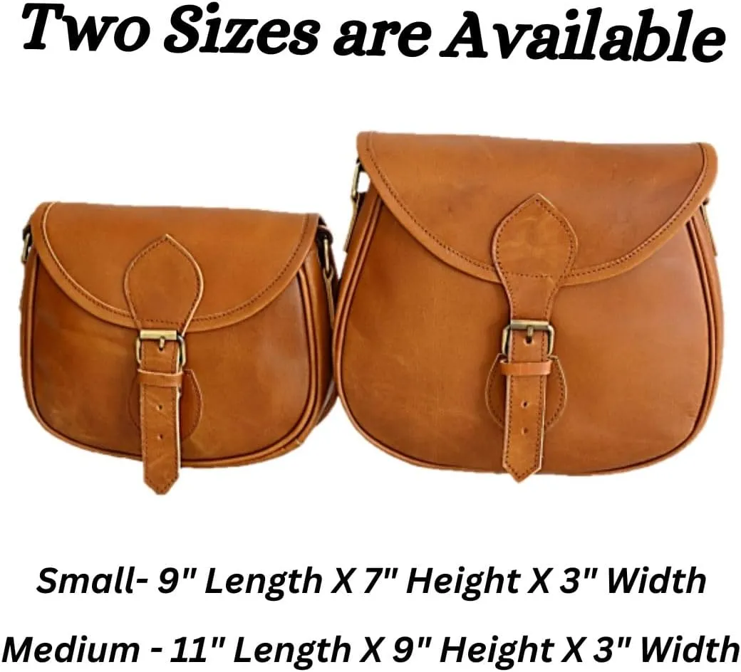 Genuine Buff Leather Women’s Small Cross-body Vintage Shoulder Handbag Purse