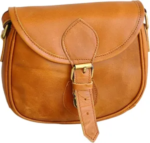 Genuine Buff Leather Women’s Small Cross-body Vintage Shoulder Handbag Purse