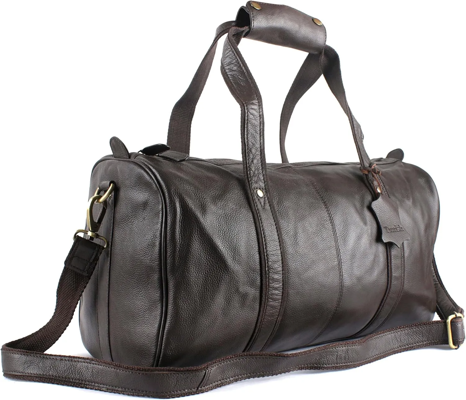 Genuine Handmade Leather Travel/Weekender/Gym Duffle Bag for Men Leather Weekend Travel Airplane Carry-On Luggage Multipurpose Bag Size 10?X 14? X 5? Inch Approximate. Gifts for Men